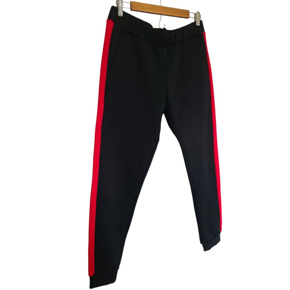 Katya Dobryakova Jogger Pants Black Red Fleece Casual Athleisure Lounge Size S - Picture 3 of 5